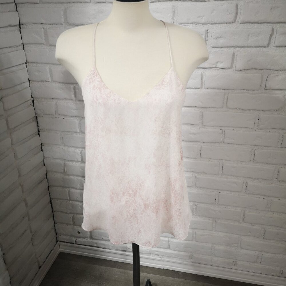 RW & CO, Ladies Size Medium Rose & White Fully Lined Shoestring Straps Tank Top